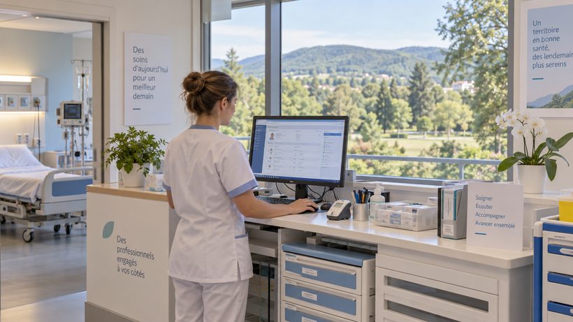 Poste de soin informatisé dans un établissement de santé